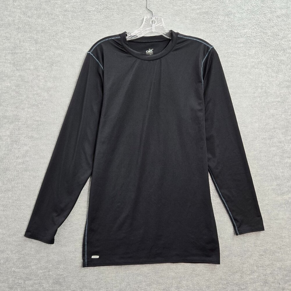ALO Men Activewear Shirt Large Black Coofit Compression Long Sleeve Tee